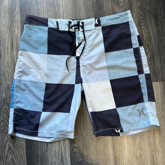 Hurley Other - Hurley Phantom Board Shorts Mens 36 Blue Checkered Plaid Swim Trunks F2171-00